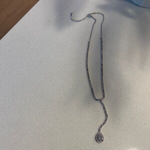 Elegant Silver Drop Pendant Necklace - Women Jewelry